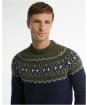 Men's Barbour Tisbury Fairisle Crew Neck Jumper - Olive
