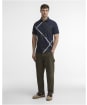 Men's Barbour Tartan Bias Print Tailored Polo Shirt - Navy