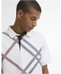 Men's Barbour Tartan Bias Print Tailored Polo Shirt - White