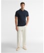 Men's Barbour Lunan Tartan Trimmed Tailored Polo Shirt - Navy