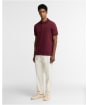 Men's Barbour Lunan Tartan Trimmed Tailored Polo Shirt - Dark Bordeaux