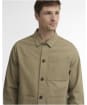 Men's Barbour Tartan Trimmed Washed Overshirt - Mushroom