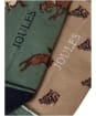  Women's Joules Everyday Sock - 2 Pack - Green / Neutral Horse