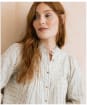 Women's Lily & Me Flora Embroidered Geo Stripe Blouse - Navy / Ecru