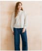Women's Lily & Me Flora Embroidered Geo Stripe Blouse - Navy / Ecru