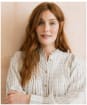 Women's Lily & Me Flora Embroidered Geo Stripe Blouse - Navy / Ecru