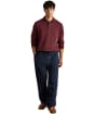 Men's Joules Woody Long Sleeve Polo Shirt - Burgundy Red