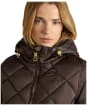 Women's Joules Chessington Showerproof Quilted Coat - Chocolate Brown
