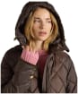 Women's Joules Chessington Showerproof Quilted Coat - Chocolate Brown
