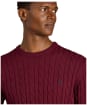Men's Joules Cable Knit Crew Neck Jumper - Burgundy Red