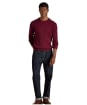 Men's Joules Cable Knit Crew Neck Jumper - Burgundy Red