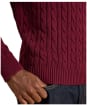 Men's Joules Cable Knit Crew Neck Jumper - Burgundy Red