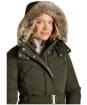 Women's Joules Aspen Showerproof Longline Padded Coat - Dark Green