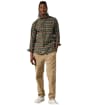 Men's Aubin Merton Brushed Oxford Button Down Shirt - Green Check