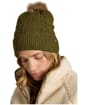 Women's Joules Cable Knit Bobble Hat - Khaki Green