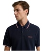 Men's Barbour International Evan Tipped Polo Shirt - Navy Red Mahoga