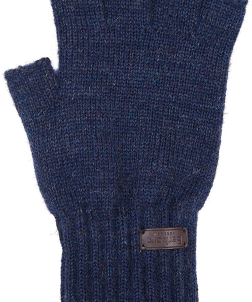 Men's Barbour Fingerless Lambswool Gloves - Navy