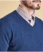 Men's Barbour Essential Lambswool V Neck Sweater - Deep Blue
